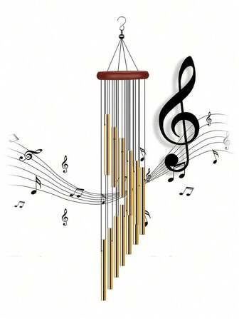 1pc Outdoor Wind Chime With 12 Aluminum Alloy Tubes And Hanging Hook, Outdoor Memorial Windchime, Holiday Decor, Party Decoration, Home And Shop Decor, Suitable For Outdoor Garden And Memorial Space Festival Decoration Rama, Home Decor, Room Decor, Wall Decor Gifts Birthday Graduation