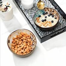 1pc Coconut Shell Candy Bowl Holder, Decorative Salad Bowl - Natural Coconut Shell Bowl Storage Bowl - Candy Container Nut Rack, School Supplies, Back To School - Brown - View 3
