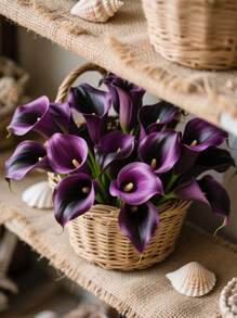 4pcs/10pcs-Artificial Calla Lilies, Fake Flower Bouquet, Suitable For Wedding Party Garden Decoration, Real Touch Faux Flower For Living Room, Bedroom, Dining Table, Office Decoration, Christmas Bouquet, Spring And Winter Decoration, Home Decoration Flowers