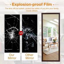 PexFix Door Mirror 18"X51"Sleek Frame Floor Mirror Full Length Over The Door Dressing Mirror Vertital Hanging Wall Mirror Rectangle Decor With 2 Removable Hangers - Brown,Walnutcolor-18''X51'',Brown