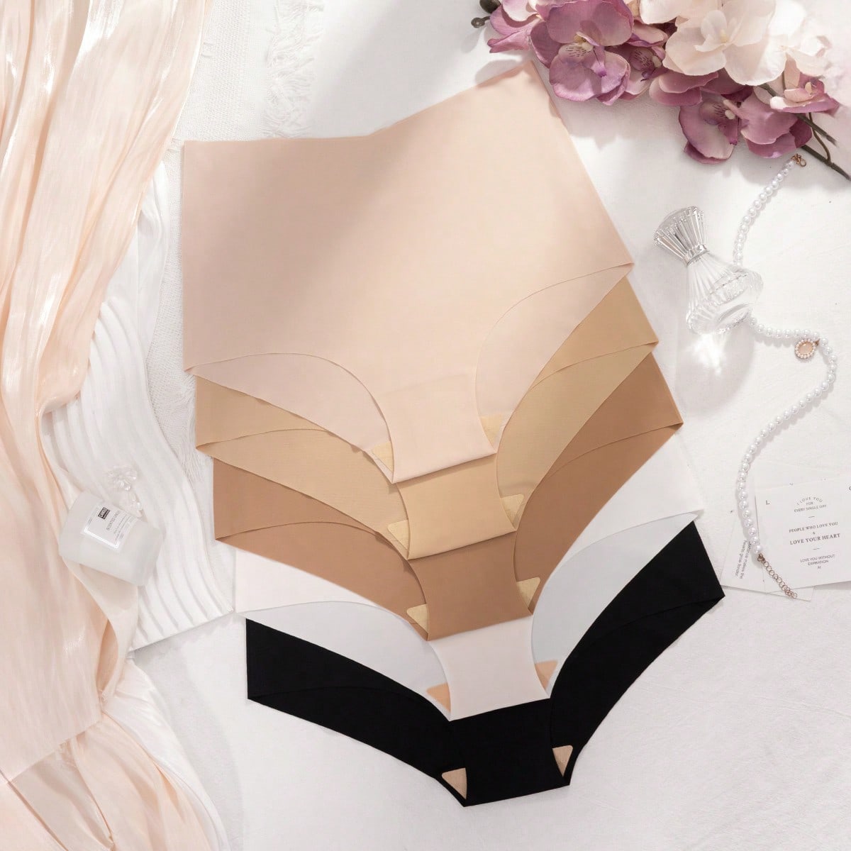 Paquete de 5 bragas tipo hipster sin costuras para mujer, ropa interior de cintura alta cómoda y con ajuste agradable a la piel