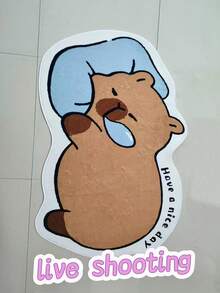 1 件柔软舒适的卡通水豚睡垫 - 毛绒仿羊毛，可机洗，适用于卧室或入口装饰，情人节/毕业礼物，室内舒适垫 | 卡通动物设计 | 卧室地毯，卧室装饰，卧室房间装饰，房间装饰，小地毯，毯子 - 彩色 - 查看 6