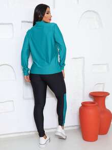 TRIO - Women's 3-Piece Gym Set Fitness Kit Bomber Jacket + Top + Dry Fit Pants (TOP AND BOMBER ONE SIZE) - 綠色 - 查看 3