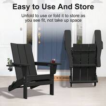 JUSTLET Outdoor Patio Chair, HDPE Folding Adirondack Chair, Black - 1+黑色 - 查看 3