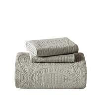 2/3pcs Minimalist Style Ultrasonic Embossed Quilt Set(1 Quilt + 1/2 Pillowcases), 100% Microfiber Lightweight Breathable Easy Care Summer Bedding Set, Durable, Full/Queen Size Bedspread Set, Bedspread For All Seasons, Beautiful Room Decor - Grey - View 12