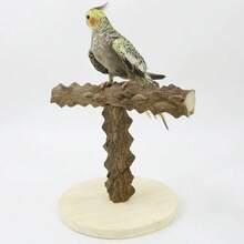 Sichuan Pepper Wood Parrot Toy T-Shaped Game Frame - Multifunctional Climbing Training Stand, Claw Grinding Stand | Chewing Toy | T-Shaped Game Frame Bird Climbing Ladder Training Stand - Multicolor - View 2