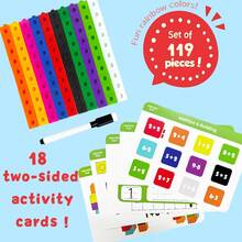 儿童数学积木学习套装,随机积木颗粒套装,幼儿及学龄前儿童益智数学玩具,互动计数积木,包含活动卡片和白板笔的数学教学工具,培养早期数学技能,早期儿童智力开发玩具,STEM玩具,儿童数学拼图,学龄前儿童返校礼物 - 彩色 - 查看 4