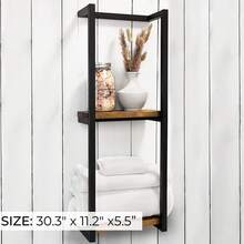 2-Tier Bathroom Towel Rack Wall Mounted Vertical Towel Holder Storage Rack - Black - View 3