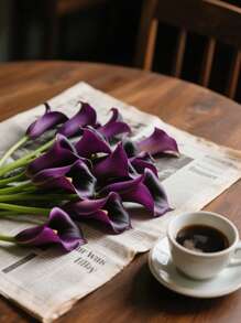 4pcs/10pcs-Artificial Calla Lilies, Fake Flower Bouquet, Suitable For Wedding Party Garden Decoration, Real Touch Faux Flower For Living Room, Bedroom, Dining Table, Office Decoration, Christmas Bouquet, Spring And Winter Decoration, Home Decoration Flowers