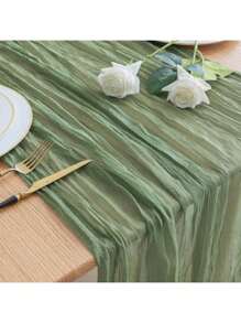 1 pieza Camino de mesa arrugado, Cubierta de mesa transparente de Bali, Mantel de gasa, Decoración rústica bohemia de otoño/invierno, Boda, Despedida de soltera, Fiesta festiva, Todo el año