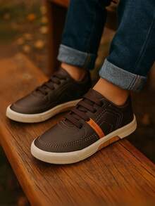 Little toe Children's Sneakers Men's Casual School Shoes Sapatenis Kids Boys Youth Walking Walk Play Calce Fácil Lightweight Comfortable - Cà phê nâu - Xem 1