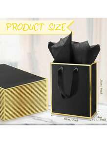 10pcs/4pcs/1pc-Metallic Paper Gift Bags With Handles And Tissue - Thank You Favorite Bags - Fall Party Christmas Diwali Bride (White, Black)