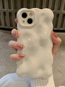 糖果色3D立方体实心波浪纹软手机壳，兼容 17 Pro Max、17 Pro、17 Air、17、16、15、13 Pro Max、11、12、14 Pro Max，可爱马卡龙亮面防震手机壳 - 象牙白 - 查看 3