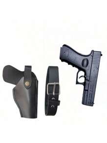 1 conjunto de adereços para festa de cosplay, modelo de pistola de brinquedo de plástico e couro, adereço anti-disparo para fotografia e performance de Halloween