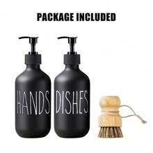 LEAPAIR 500ml Black/White Hand Soap And Dish Soap Dispenser With Pump Soap Bottle Counter Bathroom Organization 500ml With Silicone Tray/Wooden Tray ,With Brush,Lotion Pump Bottles Kitchen Items Kitchen Accessories Kitchen Kitchen Tools