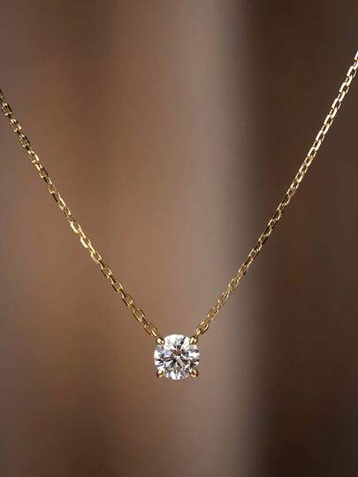 1 pieza Collar de cadena de clavícula de estilo Mori de lujo con colgante de diamante de 4 garras de plata esterlina S925, elegante y refrescante, regalo para mujeres