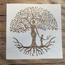 12x12 Inch Reusable Tree Of Life Stencil, Suitable For DIY Crafts, Scrapbooking And Wall Art - Durable Plastic Painting Template - one-size - View 1