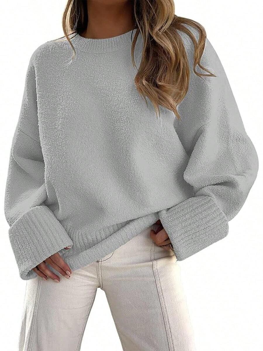 Women's Oversized Sweaters Fuzzy Chunky Warm Pullover Sweater - Grey - View 1