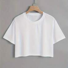 Cropped Feminino 100% Algodão Liso Diversas Cores Blusas Top Casual Básico Primavera/Verão Ideal Para o Calor Macia Leve Fresca - Branco - Visão 1