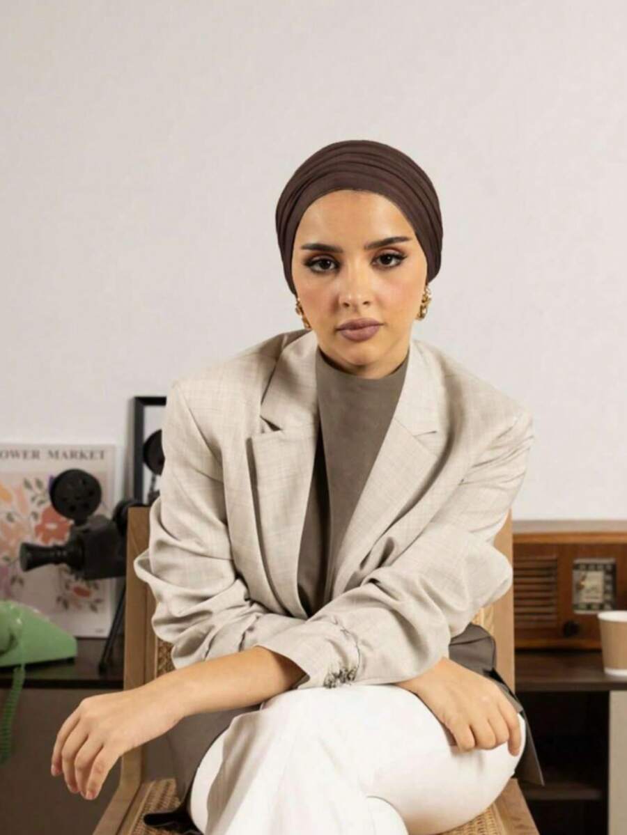 1 件女士经典纯色头巾，3 种不同佩戴方式，多用途实用弹性头巾，柔软莫代尔面料，适合日常穿着、运动、瑜伽