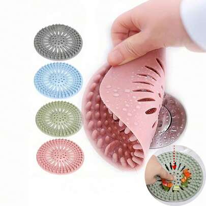 1个全新淋浴排水口毛发收集器和厨房水槽过滤器 - 可重复使用的硅胶网状过滤器，带吸盘/防滑设计，适用于浴缸、淋浴房、水槽的排水口保护器（完美的乔迁礼物）。两种款式可选：一款不带吸盘，一款带吸盘。开学季必备。