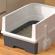 大型封闭式带抽屉猫笼 - 防止异味和溅水，易于清洁，便于室内外使用，为猫咪提供舒适的环境，是宠物主人的绝佳节日礼物，户外猫笼，室内宠物粪便解决方案，现代宠物产品，宠物产品 - 粉紅色的 - 查看 10