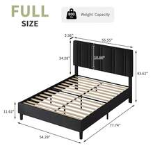 Upholstered Bed Frame With Headboard, Linen Fabric Platform Bed Frame With Tufted Headboard, No Box Spring Required, Easy Assembly, Pink/ White/ Black/ Blue, Twin/ Full/ Queen - màu đen - Xem 8