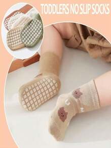 5pcs/Pack Baby & Toddler Anti-Slip Socks With Grips, Suitable For Girls And Boys
