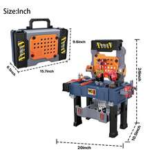65-Piece Kids Tool Bench Set With Electric Drill – Realistic Construction Workbench For Toddlers 3-8, STEM Learning Pretend Play Workshop Toy For Boys & Girls - 寶藍色 - 查看 6