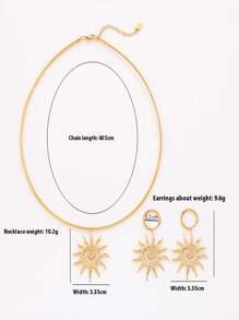 1pc 18K Gold Plated Spiral Geometric Sun Stainless Steel Necklace, Waterproof, Hypoallergenic, Fashion Jewelry For Women, Suitable For Daily Wear And Party Accessories