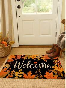Vibrant Autumn Maple Leaf Welcome Mat - Soft, Non-Slip, Machine Washable, Durable, And Easy-To-Clean Door Rug For Thanksgiving And Fall Decor, Perfect For Kitchen, Bedroom, And Entryway, Adding Warmth And Cozy Ambiance To Your Home