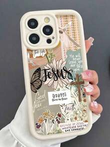 Valentines Phone Case 1PC Jesus Cross Decal Pattern, Thick Shock-Proof Protective Full Wrap Phone Case Compatible With Iphone 15/15+/15 Pro/15 Pro Max/11/12/13/14 Pro Max/XS/XR/11 Pro/11 Pro Max/12 Pro/12 Pro Max/13 Pro/13 Pro Max/14 Pro/14 Pro Max/14+/7+/8+/8/SE2,Flower Phone Case - 款式1(1件) - 查看 6