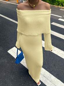 Herfst/Winterkleding 2025 Sexy jurk Vakantie-outfits Damesmode Sexy straatstijl Effen kleur Semi-transparant Eenlijnige hals Lange mouwen Lange damestrui Witte jurken, Cluboutfits Dames Sexy, Zomeroutfits voor dames