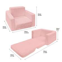 Kids Chairs For Toddler, 2-In-1 Toddler Soft Sherpa Couch Fold Out, Convertible Sofa To Lounger For Girls And Boys, Grey,Pink,Cream - 粉色 - 查看 2