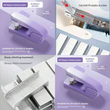 1 pieza/3000 piezas Grapadora ligera y ergonómica, giratoria 360°, visualmente atractiva, colores brillantes, manual, estructura de hierro, fácil de grapar, adecuada para estudiantes y oficina, puede grapar hasta 25 páginas, temporada de regreso a clases