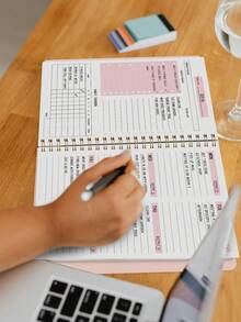 Trees Women's Weekly Planner Notebook, With Label Stickers, Undated Daily Schedule Spiral Bound, Goal Planner, With Habit Tracker. - Pink - View 6