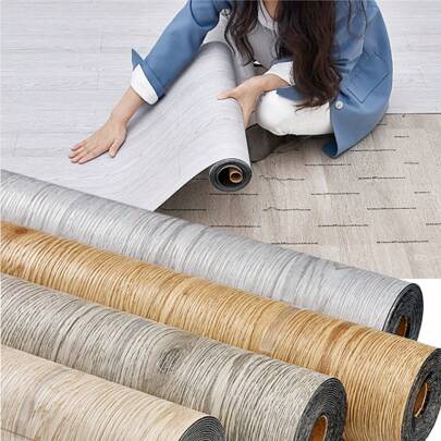 1 rulle 40x300 cm vinyl självhäftande golvplattor, träådringsmönster, lätta att dra av och fästa, hållbara, enkla att installera, lämpliga för badrum och kök