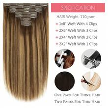 Human Hair Seamless Hair Extensions Clip In Balayage Chocolate Brown Mixed With Caramel Blonde Invisible Clip In Hair Thick Human Hair - S4/27 - View 2