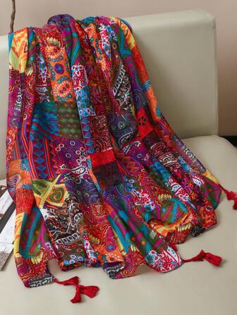 1pc New Arrival Colorful Printed Scarf, High-Quality Elegant Women Headscarf, Soft Fabric Multifunctional Sunscreen/Windproof Scarf Shawl, Suitable For Daily Life/Festival Party/Banquet Accessories For Dress