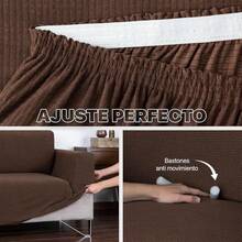 Juego de Protector Cubre Sala Elástico Strech Fit,Funda de sofá elástica universal, para un solo asiento, dos asientos, tres asientos, antideslizante, lavable, a prueba de polvo, suave al tacto, fácil de instalar, duradera, adecuada para sala de estar, dormitorio, oficina y exterior. - Marrón - Ver 6