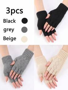 1对多色菱形镂空分指袖套 秋冬女式针织羊毛保暖护腕时尚指套 夏季 - 彩色 - 查看 23