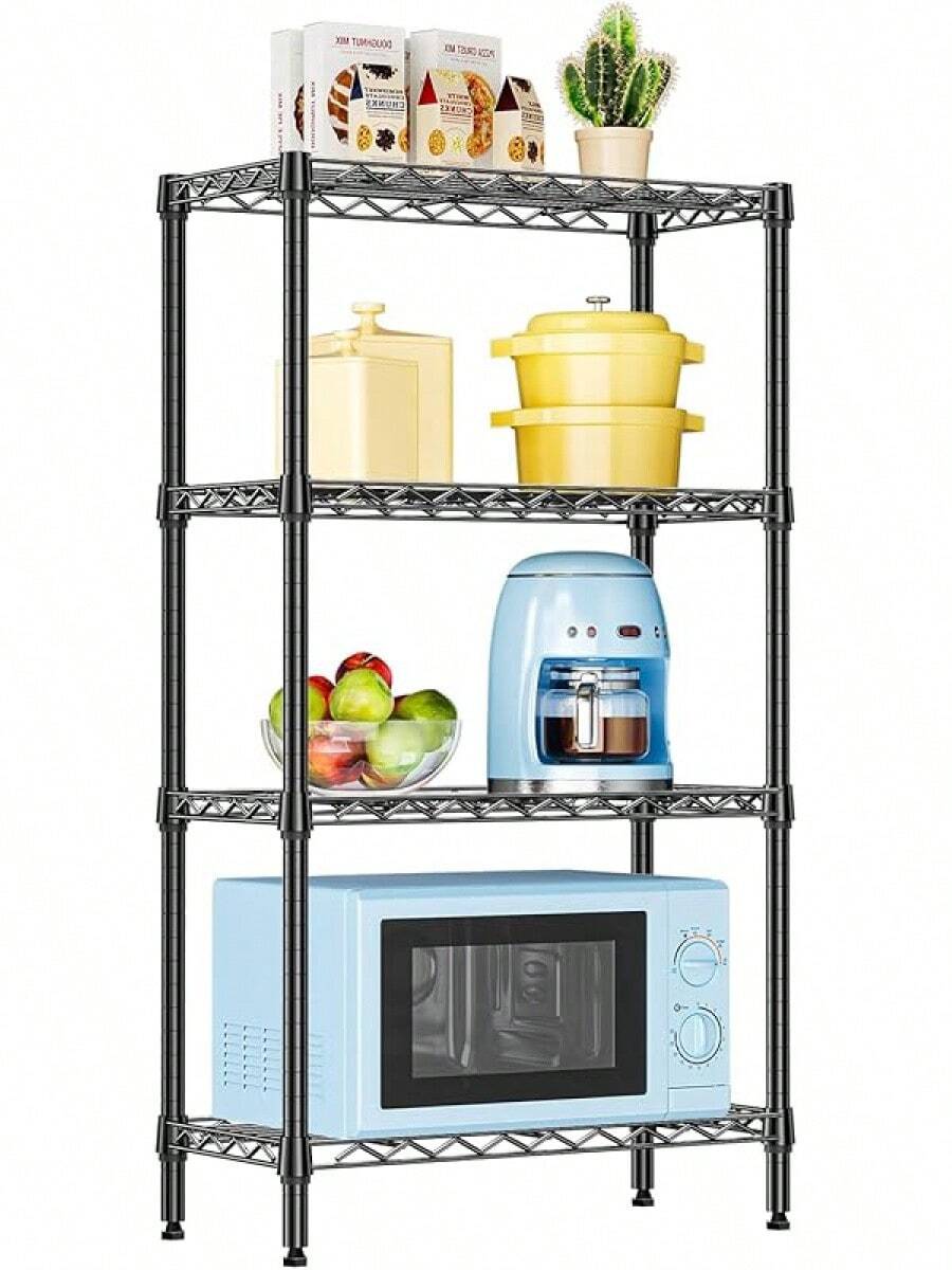 IZEUK 3 Tier Shelf, Heavy Duty Steel Wire Shelving Unit For Home, Kitchen, Laundry Room Organization, Office Storage Rack (17.7" W X 11.8" D X 26.3" H, 450LBS, Chrome) - màu đen - Xem 1