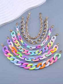 6 件时尚铝链和亚克力链装饰帽链（不含帽子，颜色随机） - 彩色 - 查看 24