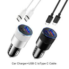 二合一 USB-C 车载充电器，3.0 PD USB-C 车载适配器，双端口车载点烟器 3.1A USB+Type-C 车载插头，配备 1 条 USB-C 转 Type-C 充电连接线，兼容 16/15，兼容三星 Galaxy S25/S24/S23/S22/S21/S20 - 彩色 - 查看 8