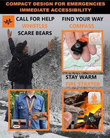 LuxoGear Hiking Whistle Safety Whistle With Compass, Fire Starter Survival Camping - 戶外探險 - 查看 2