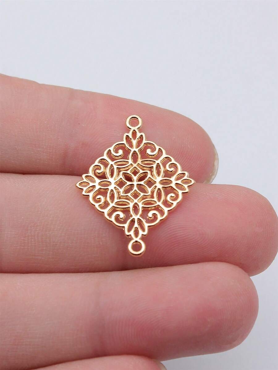 12 chiếc mặt dây chuyền hình hoa 22x28mm dùng để làm vòng tay, vòng cổ, trang sức thủ công. - KC vàng - Xem 1