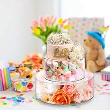 1 件亚克力可填充蛋糕架、纸杯蛋糕展示架、圆形圆柱展示架，适用于婚礼、生日、迎婴派对、复活节派对中心装饰 - 透明 - 查看 2