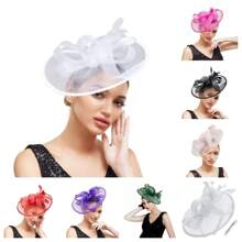 Vintage Fashion Wedding Sinamay Charming Hat Derby Party Hat All White Retro Church Kentucky Ascot Hat Bridal Headband Elegant Women Wedding Accessories Mini Hats Tiny Hats Fascinator Mini Top Hat Mini Cap