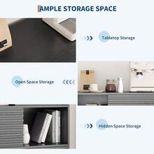 Three-Layer Wood Storage Cabinet, Durable Particle Board Organizer With Multi-Layer Shelves, Compact Design For Office Or Home, Ideal Furniture Storage Solution  Mid-Century Modern 3-Tier Display Storage Cabinet With Doors, Wooden Buffet Accent Cabinet With Strong Legs For Living Room, Dining Room, Kitchen, Hallway - 黑色 - 查看 6