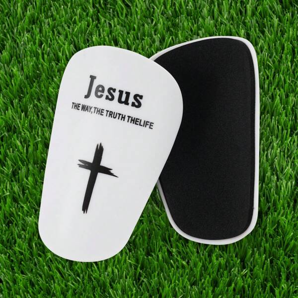 1 par de espinilleras con diseño de cruz - Equipo de fútbol, diseño de moda, cómodo, accesorio de fútbol unisex